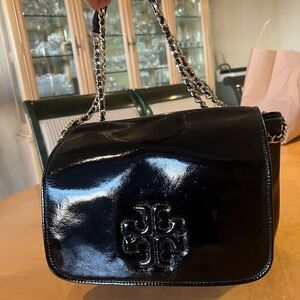 Tory Burch Charlie Clutch Black Leather